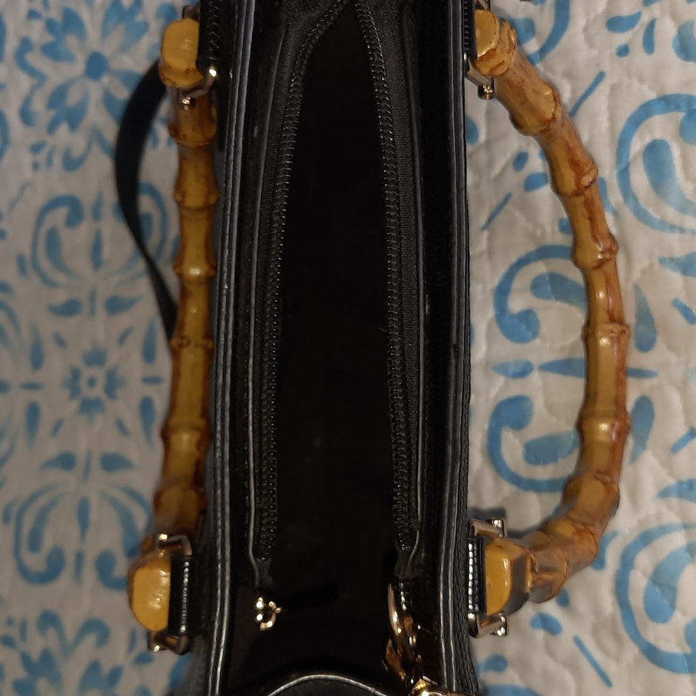 MW Most Wanted Black Handbag with Faux Bamboo Handles - Picture 3 of 3